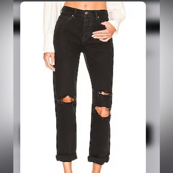 Free People High Rise Bren Boyfriend Distressed Jeans - Picture 8 of 8
